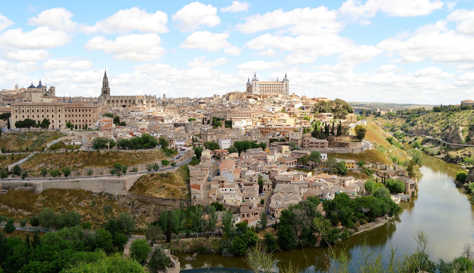 A scenic view of the historic city of Toledo, Spain.